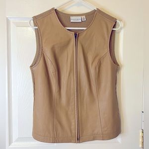 Jaclyn Smith Tan Leather Vest Vintage 90’s